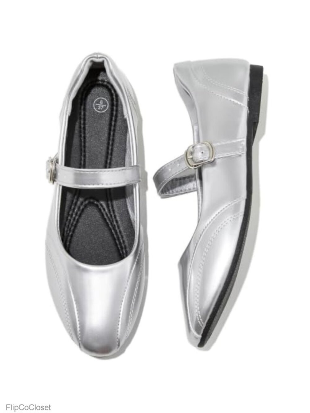 Mary Jane Ballet Flats Faux Leather Buckle Strap Round Toe Comfort